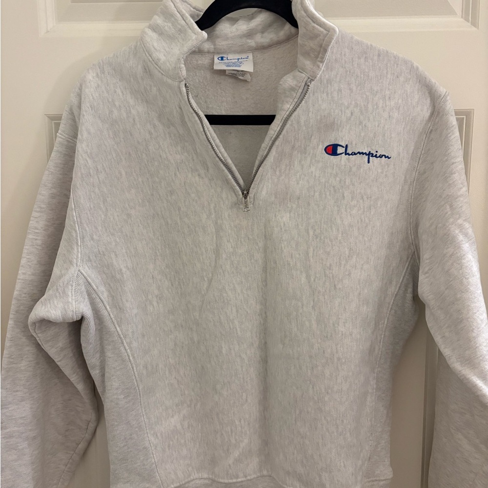 Champion Light Gray Quarter-Zip Sweater